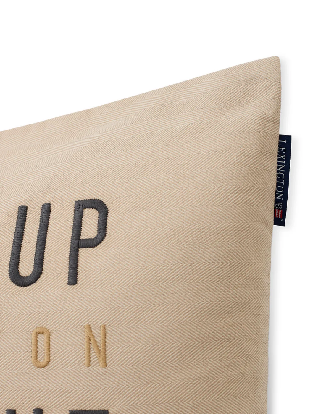 Herringbone Cotton Flanell 枕头套 50x50 cm, 浅米色 Lexington