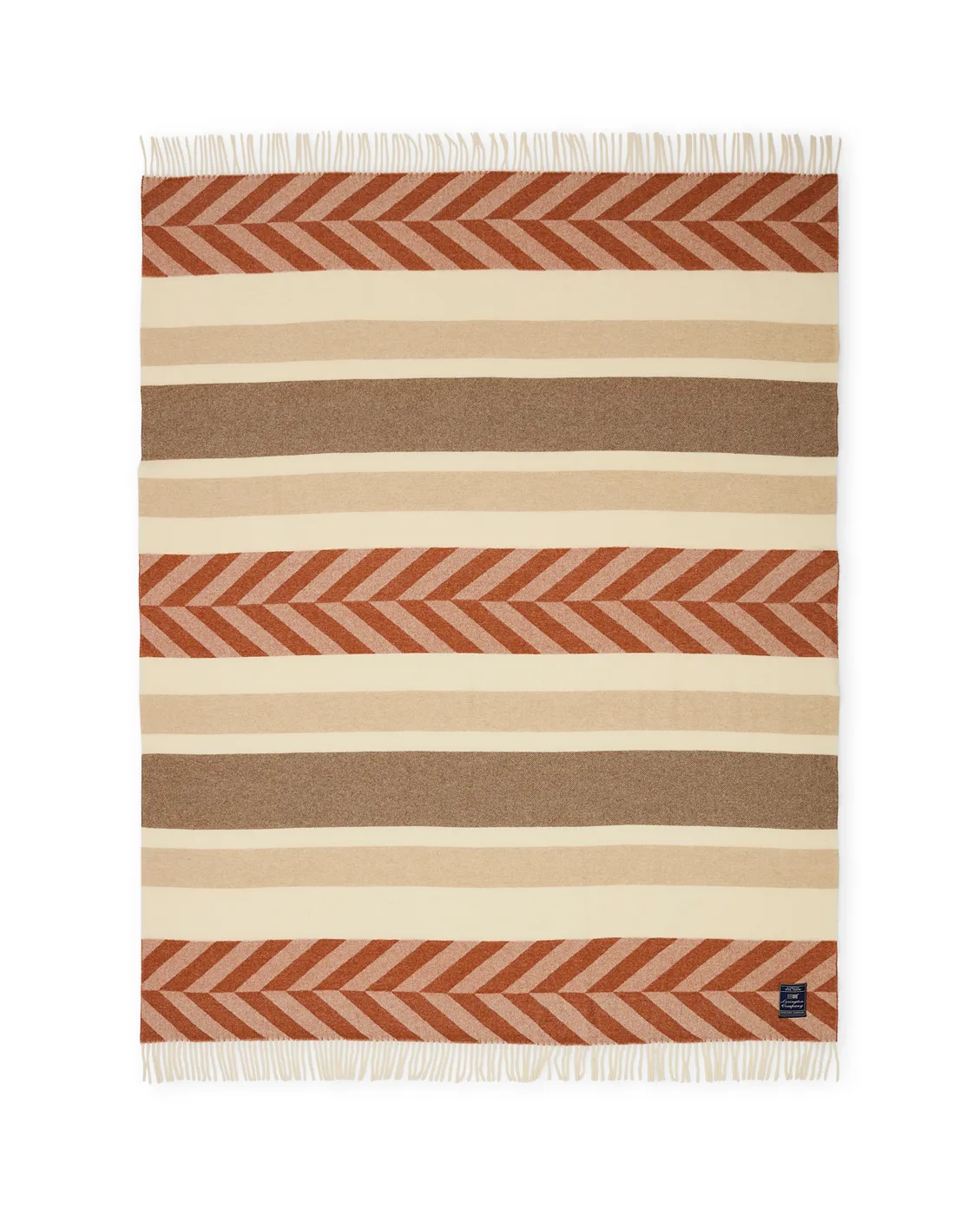 Herringbone Striped Recycled 羊毛毯子 130x170 cm, Copper-棕色 Lexington