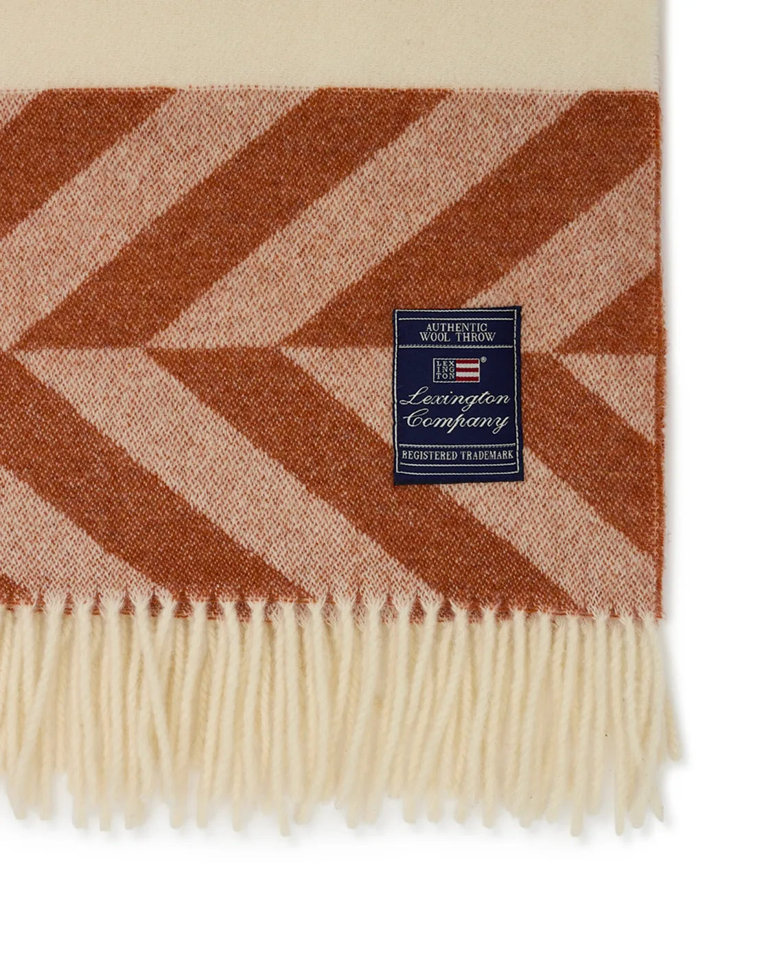Herringbone Striped Recycled 羊毛毯子 130x170 cm, Copper-棕色 Lexington