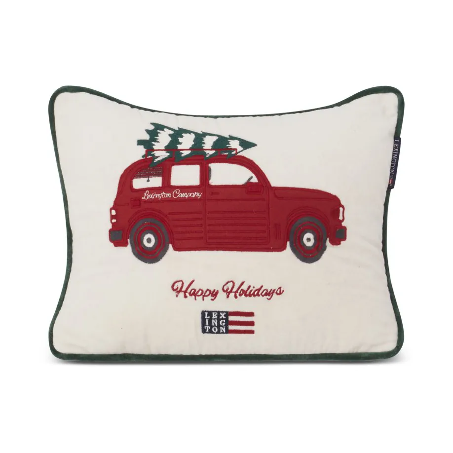 Holiday Car Organic Cotton Velvet 靠枕|靠垫 30x40 cm, 白色-红色 混合色 Lexington