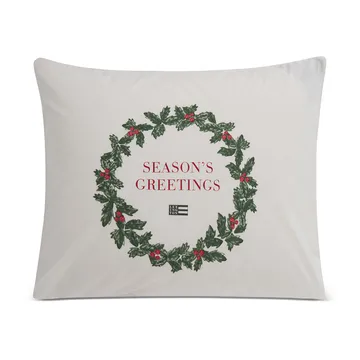 Holiday Printed Organic Cotton 枕头套 50x60 cm - 白色-绿色-红色 - Lexington