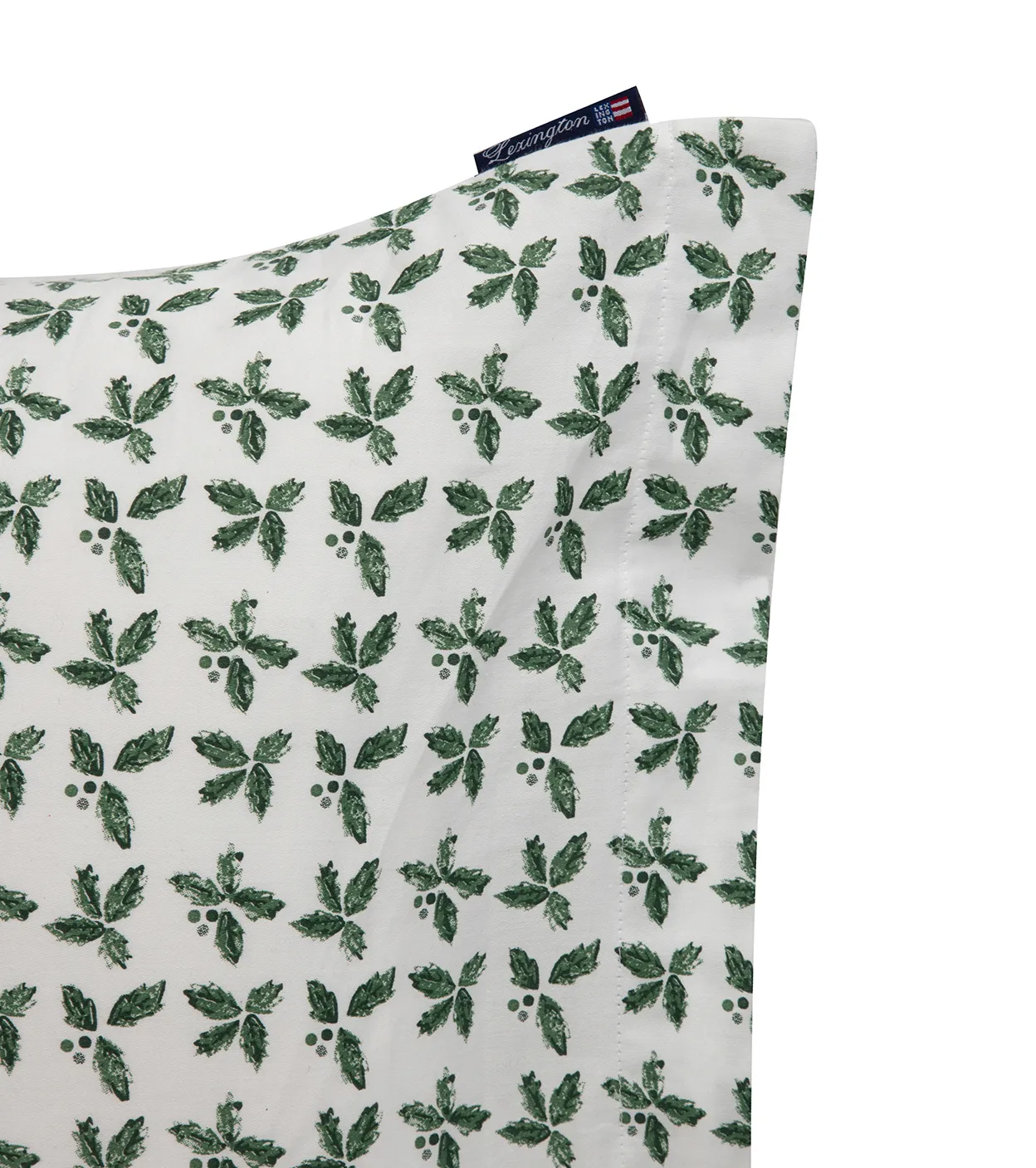 Holly Printed Cotton Sateen 枕头套 50x90 cm, 白色-绿色 Lexington