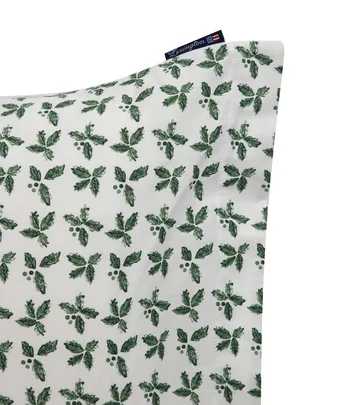 Holly Printed Cotton Sateen 枕头套 50x90 cm - 白色-绿色 - Lexington