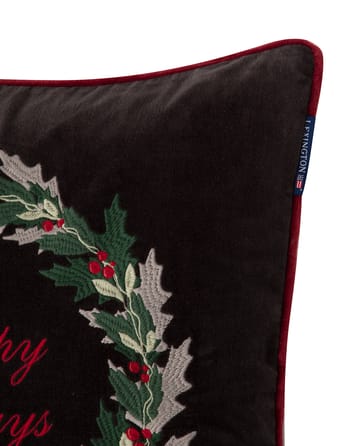 Holly Wrath Cotton Velvet 靠枕套 50x50 cm - 深灰色-绿色-红色 - Lexington