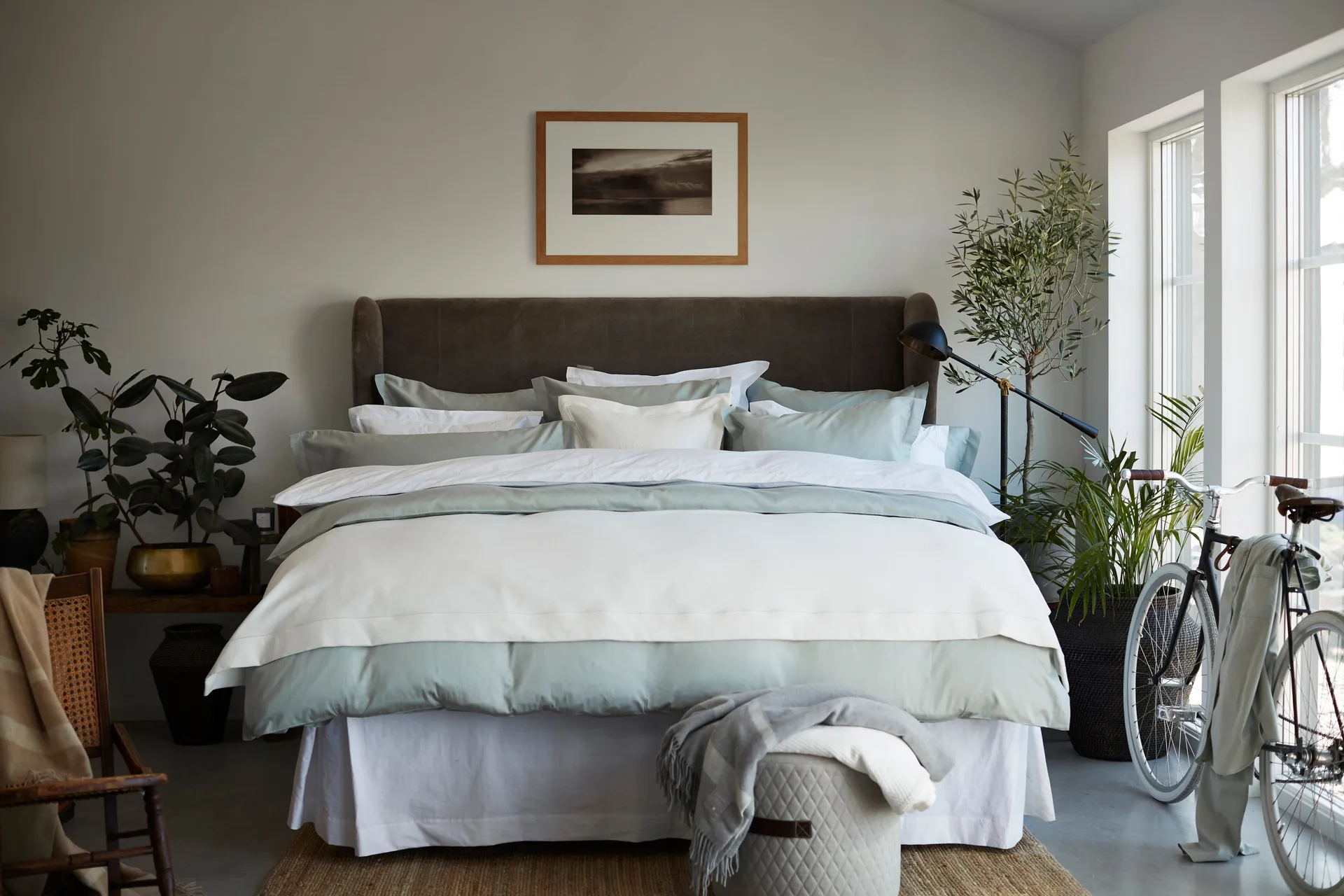Hotel Cotton Sateen duvet cover 220x220 cm, Sage 绿色 Lexington