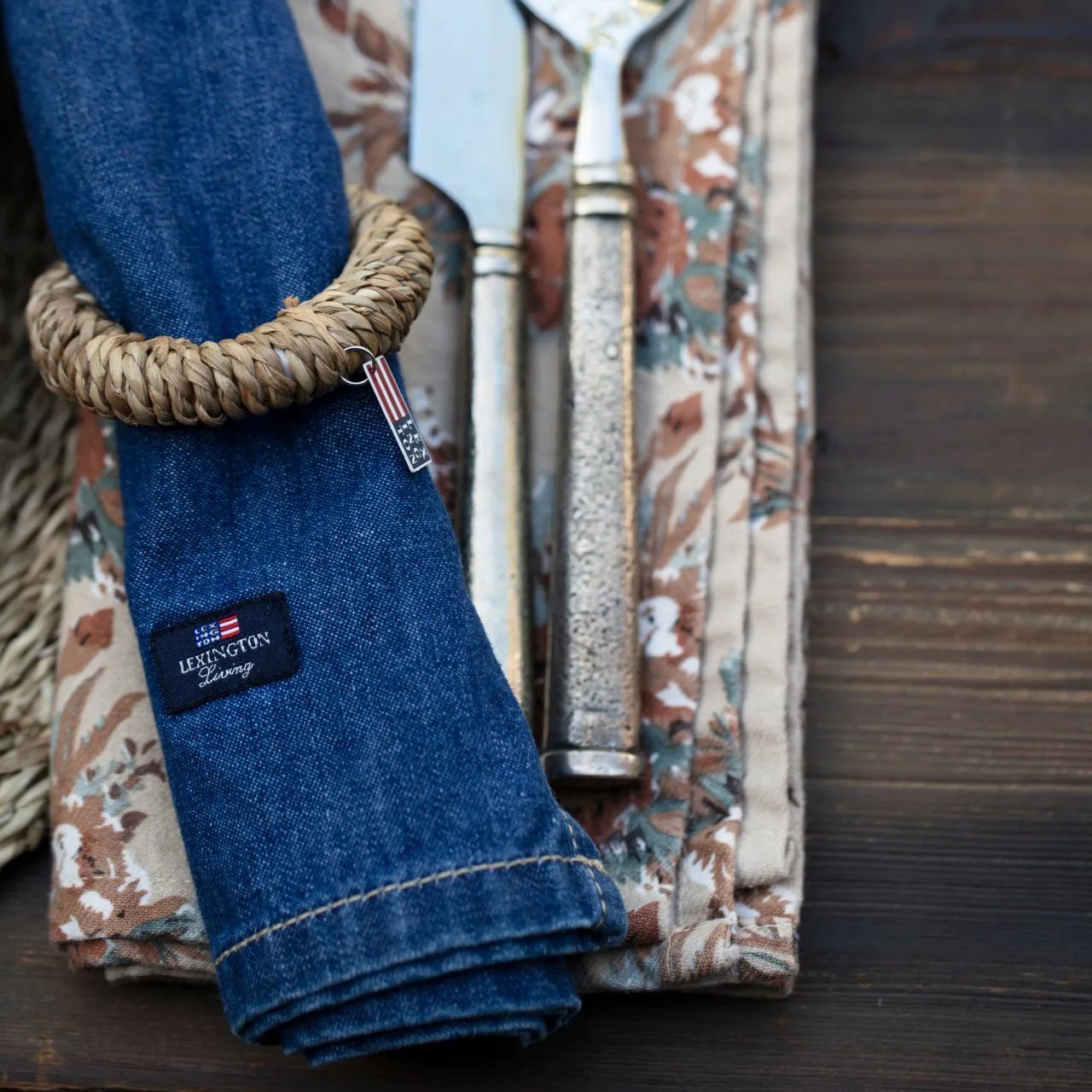 Icons Denim napkin 50x50 cm, denim 蓝色 Lexington