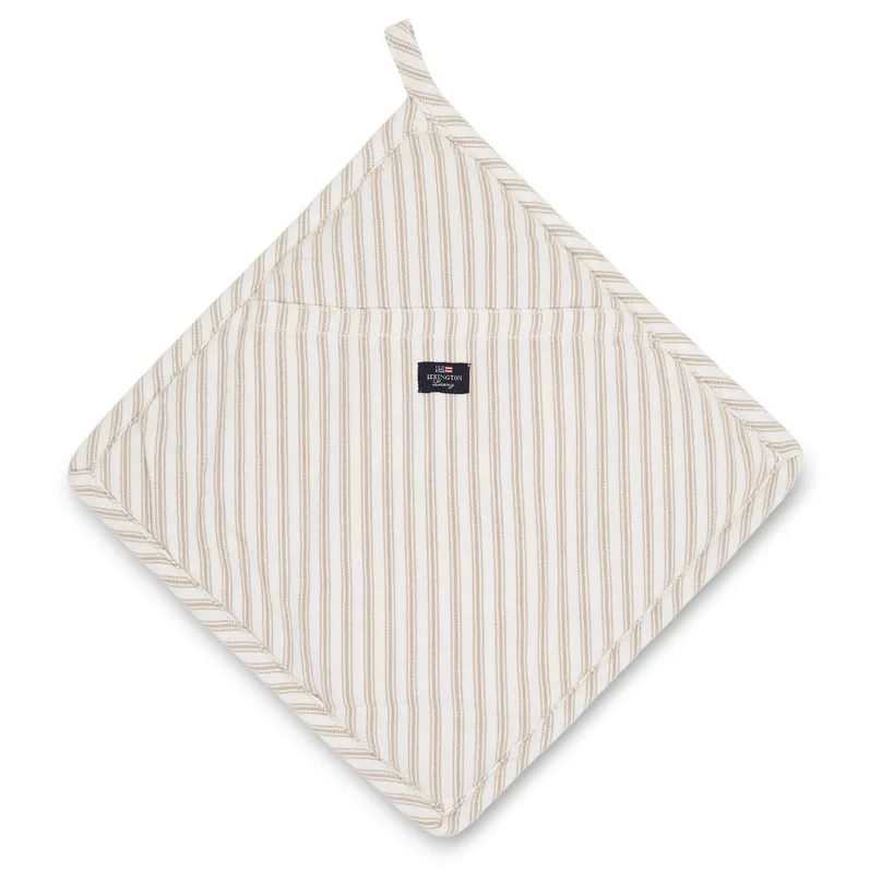 Icons Herringbone Striped pot holder, 米色-白色 Lexington