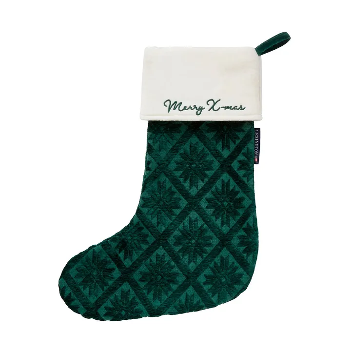 Jacquard organic cotton/viscose Christmas stocking - 绿色 - Lexington
