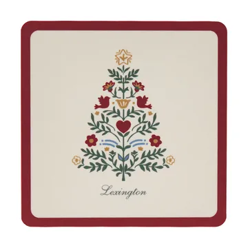 Lexington 覆膜玻璃杯垫 - 红浅米色，9x9cm，4件装 - Lexington