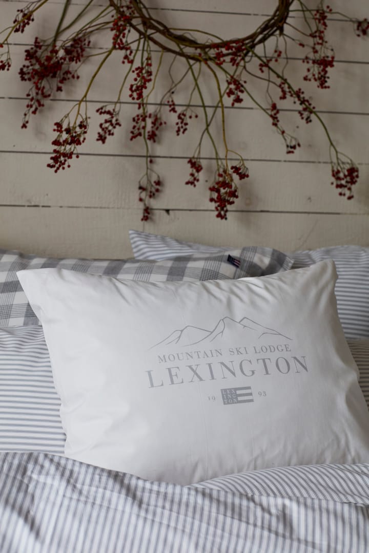 Lexington Printed Cotton Poplin 枕头套 50x60 cm, 白色-浅绿色 Lexington