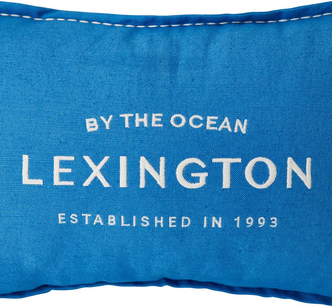 Logo Embroidered Linen/Cotton 靠枕|靠垫 30x50 cm, 蓝色 Lexington