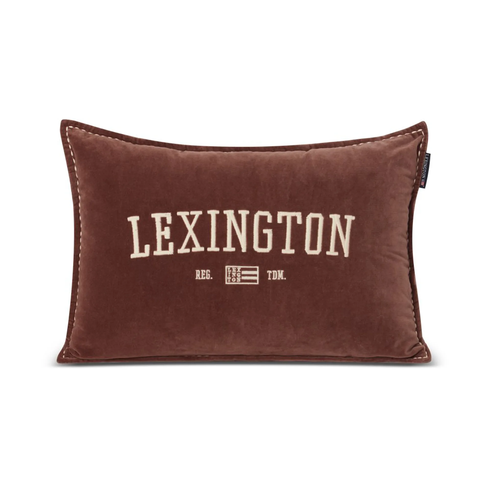 Logo Message Organic Cotton Velvet 靠枕|靠垫 40x60 cm, Brown Lexington