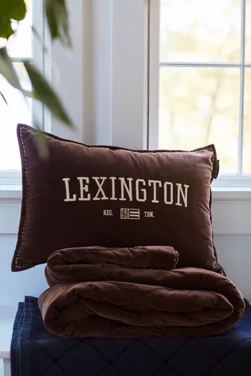 Logo Message Organic Cotton Velvet 靠枕|靠垫 40x60 cm - Brown - Lexington