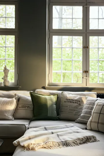 Logo Organic Cotton Canvas 靠枕套 50x50 cm - 白色 - Lexington