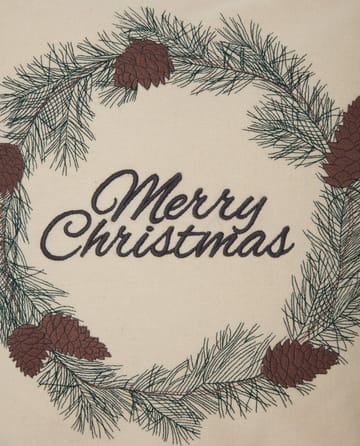 Merry Christmas 羊毛 Mix 枕头套 50x50 cm - 白色-调和绿-米色 - Lexington