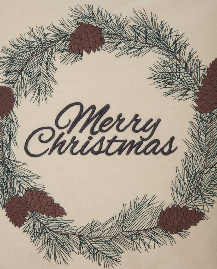 Merry Christmas 羊毛 Mix 枕头套 50x50 cm, 白色-调和绿-米色 Lexington