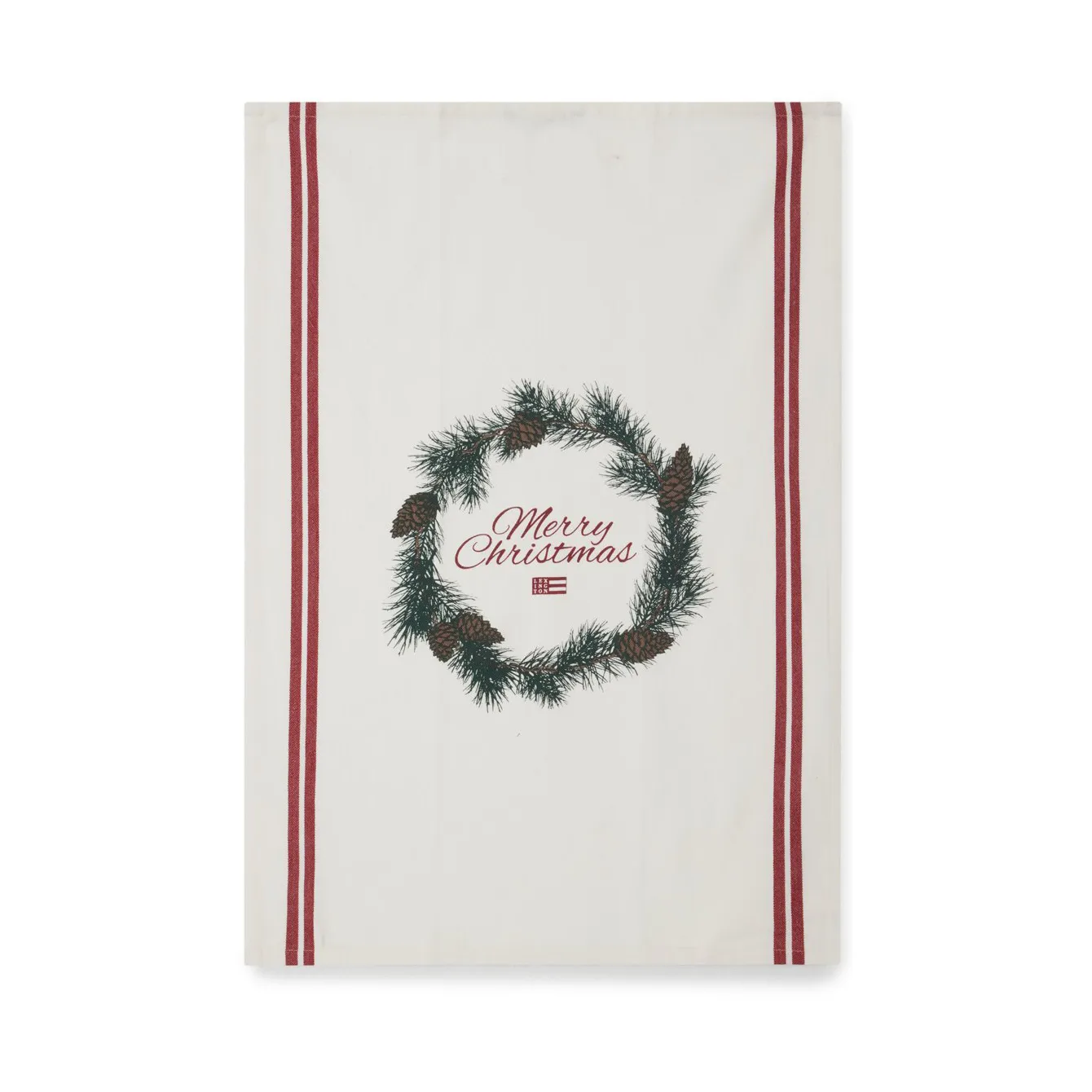 Merry Christmas Org Cotton 厨房巾 50x70 cm, 白色-红色-调和绿 Lexington
