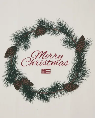 Merry Christmas Org Cotton 厨房巾 50x70 cm - 白色-红色-调和绿 - Lexington