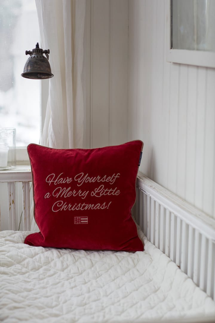 Merry Little Org Cotton Velvet 枕头套 50x50 cm, 红色-米色 Lexington