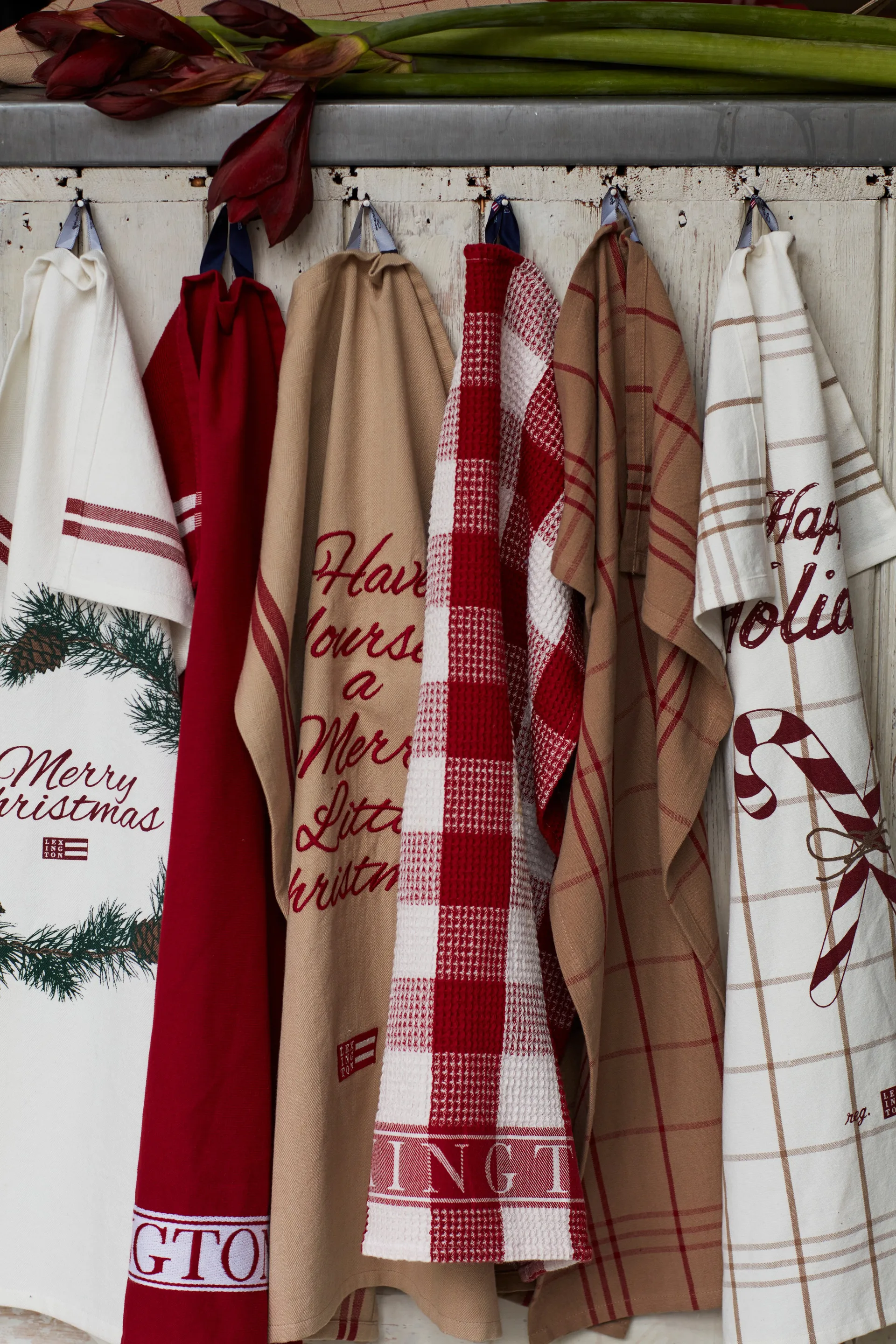 Merry Little Organic Cotton 厨房巾 50x70 cm, 米色-红色 Lexington