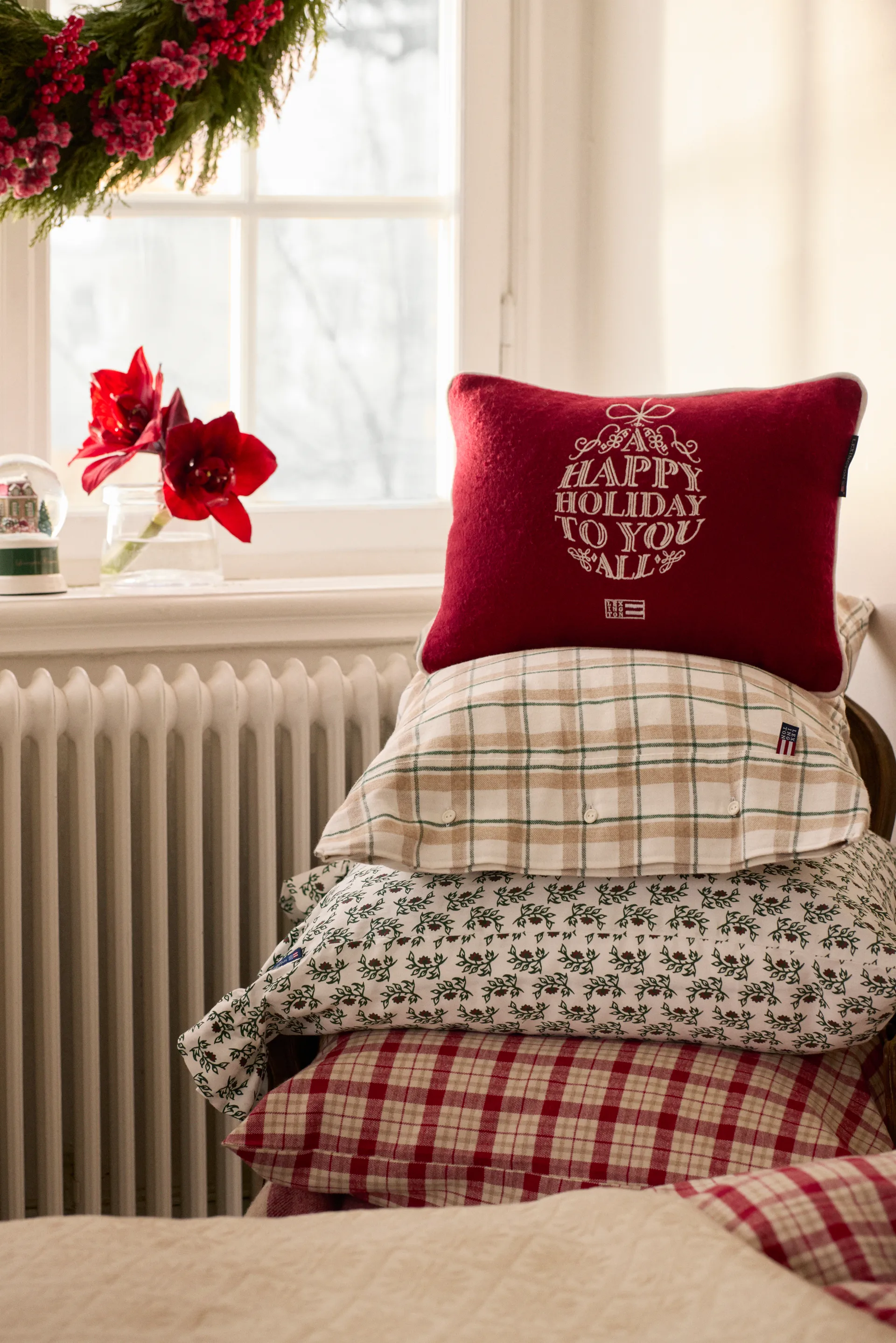 装饰品 羊毛 mix 靠枕|靠垫 30x40 cm, 红色-白色 Lexington