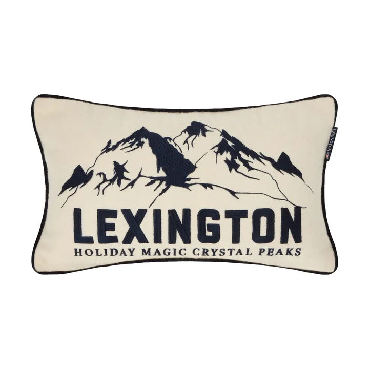 Mountains Logo 羊毛混纺 装饰抱枕 - 白色-海军蓝，50x30cm - Lexington