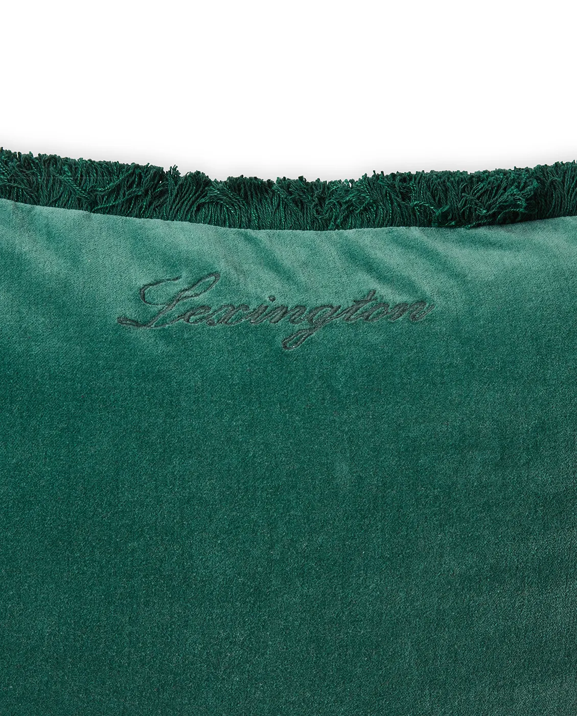Organic cotton velvet fringe 靠枕套 50x50 cm., 绿色 Lexington