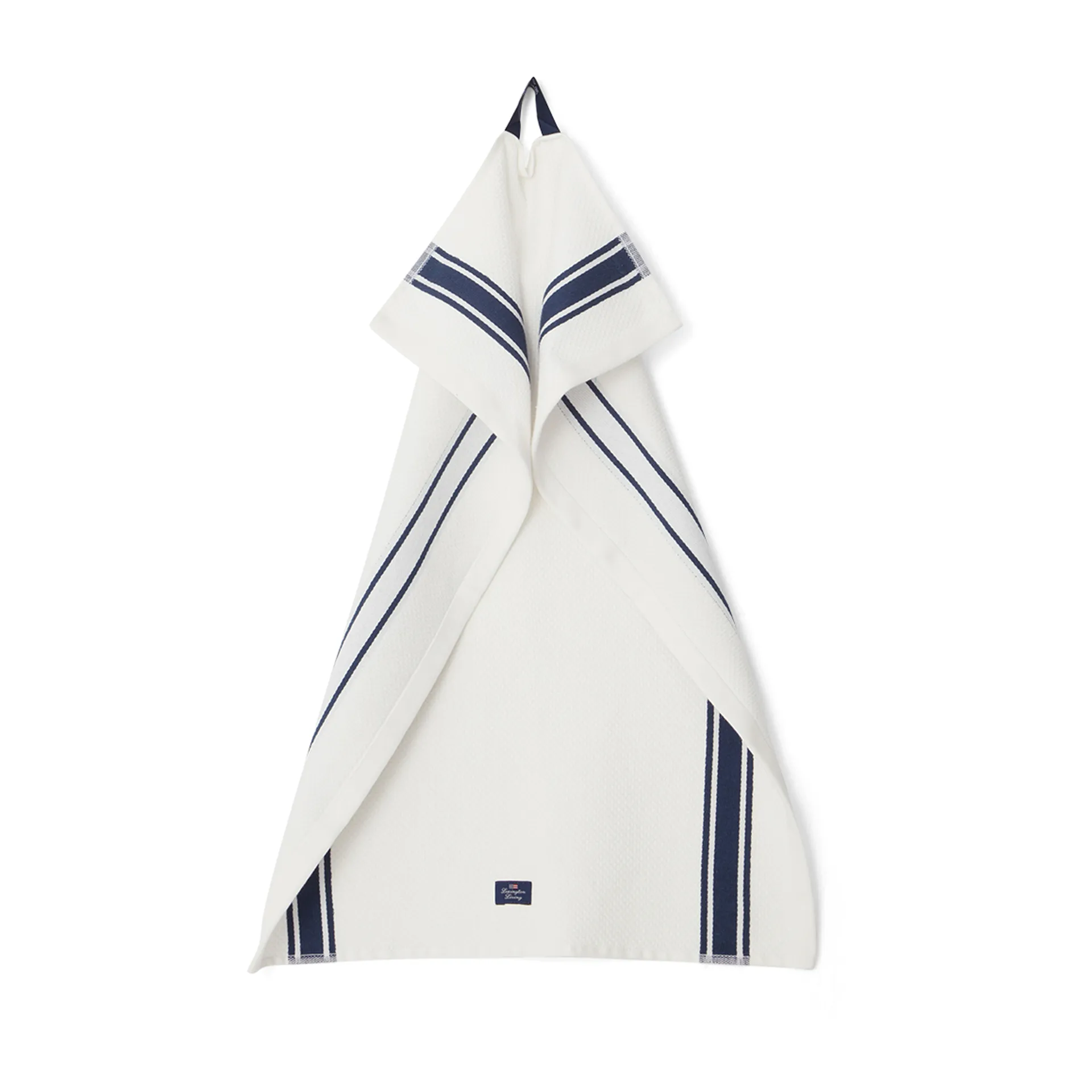 Organic Cotton Waffle 厨房巾 50x70 cm, White-Dark blue Lexington