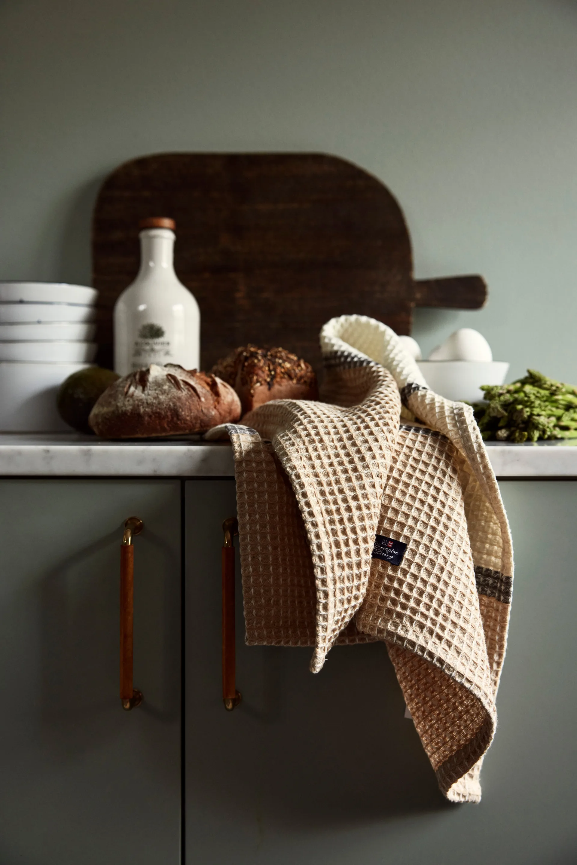 Organic Cotton Waffle 厨房巾 50x70 cm, 米色 Lexington