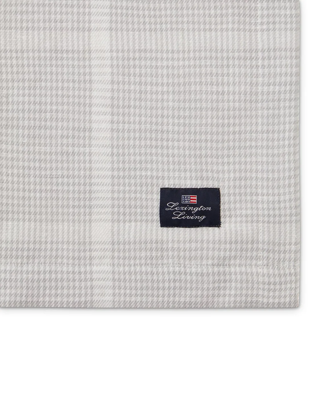 Pepita Check Cotton Linen 桌布 150x350 cm, 白色-浅绿色 Lexington