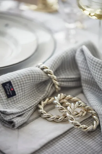 Pepita Check Cotton Linen 桌布 150x350 cm - 白色-浅绿色 - Lexington