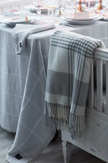 Pepita Check Cotton Linen 桌布 150x350 cm - 白色-浅绿色 - Lexington