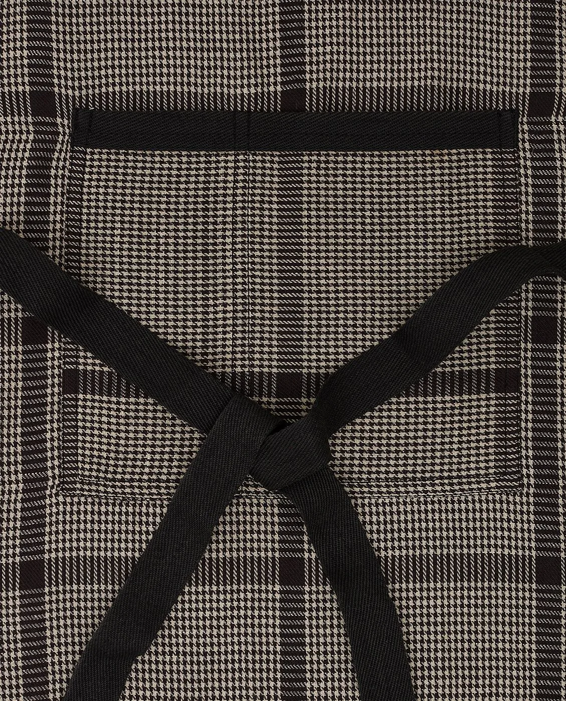 Pepita Check Cotton Linen 围裙, Dark 灰色-米色 Lexington