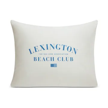 Printed Organic Cotton Poplin 枕头套 50x60 cm - Blue-white - Lexington