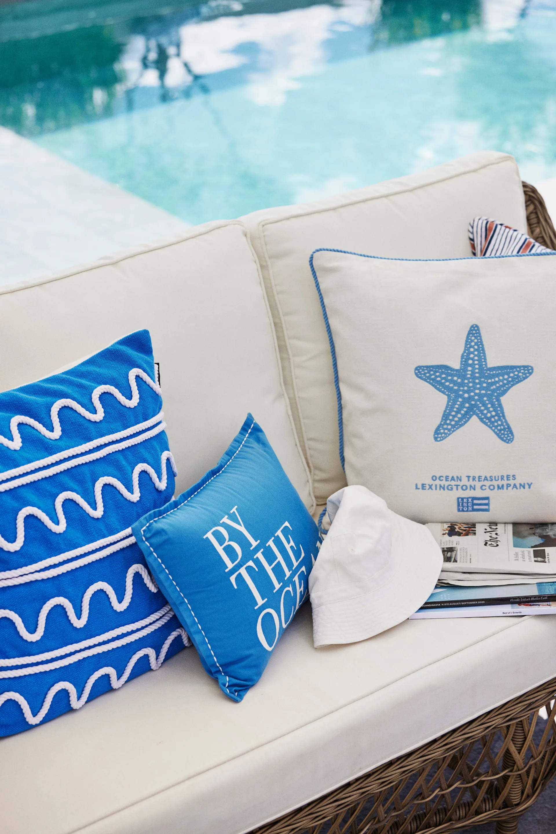 Rope Wave Cotton Canvas 靠枕套 50x50 cm, 蓝色 Lexington