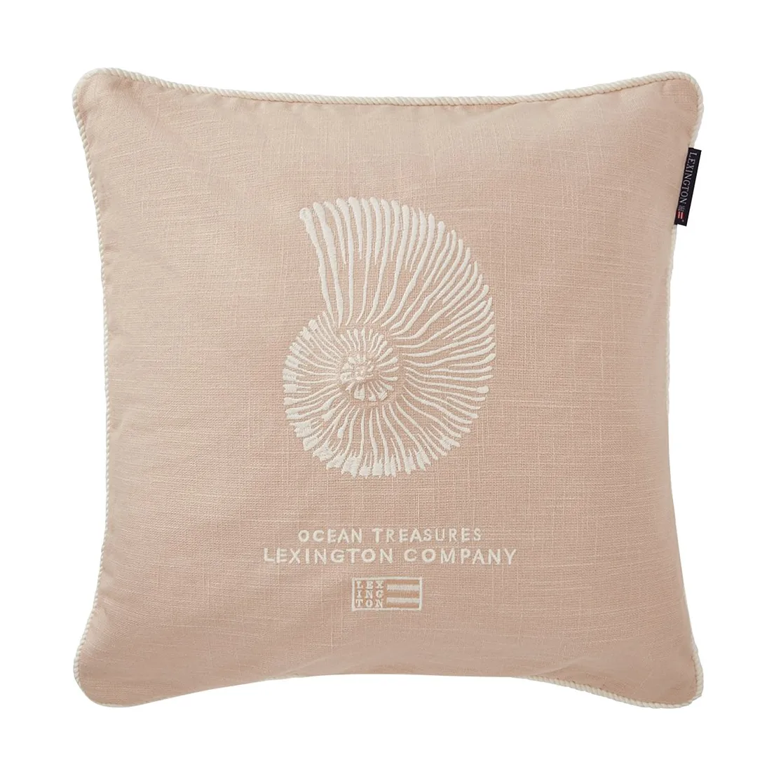 Sea Embroidered Recycled Cotton 靠枕套 50x50cm, 浅米色 Lexington