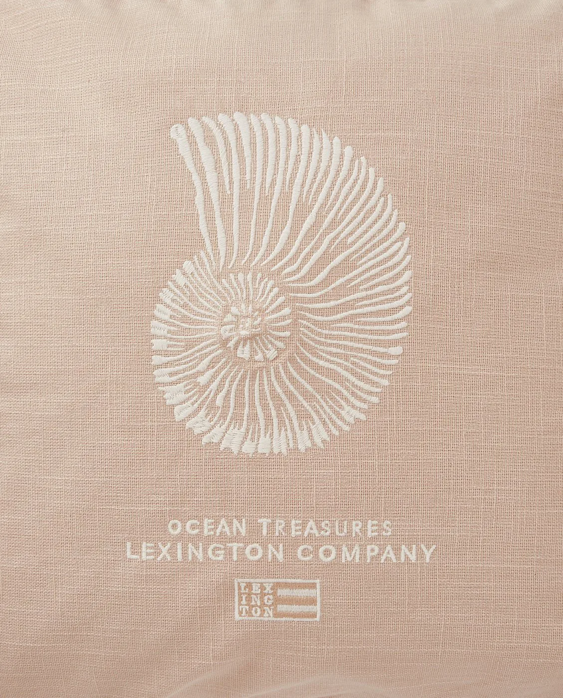 Sea Embroidered Recycled Cotton 靠枕套 50x50cm, 浅米色 Lexington
