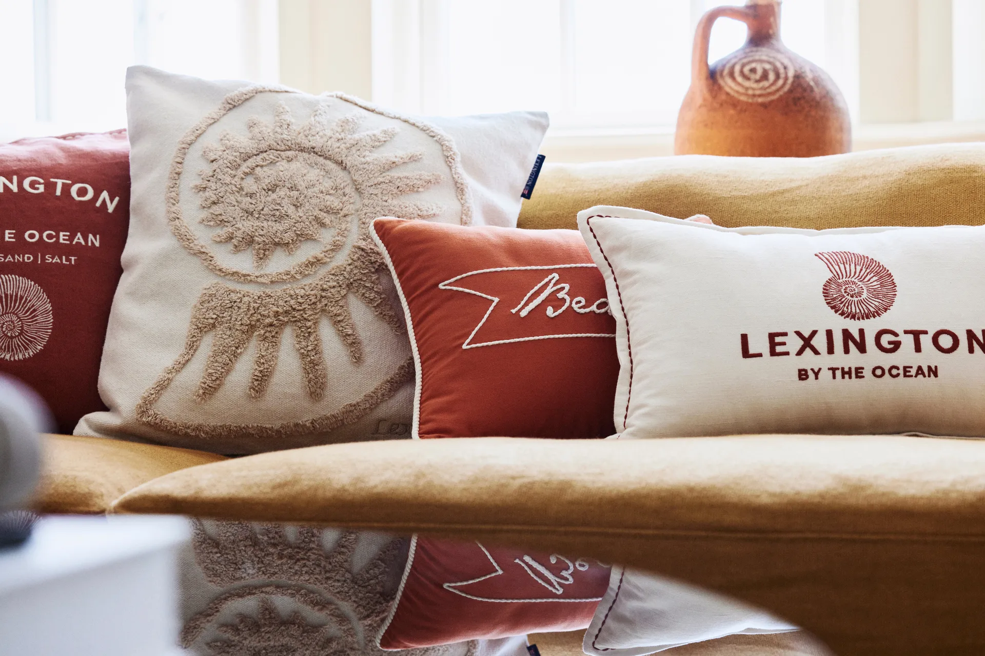 地毯 Shell Cotton Canvas 靠枕套 50x50 cm, 白色 Lexington