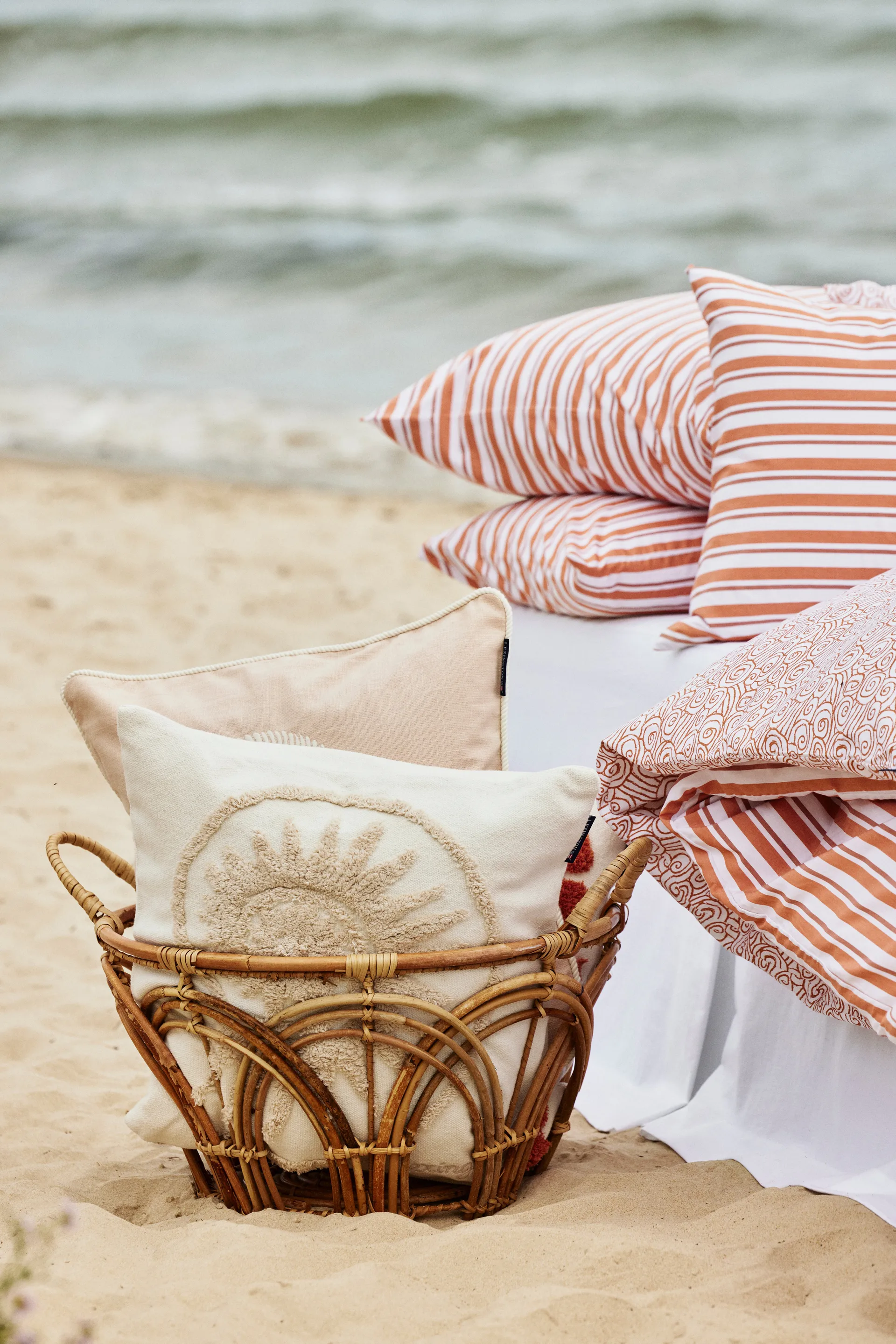 地毯 Shell Cotton Canvas 靠枕套 50x50 cm, 白色 Lexington