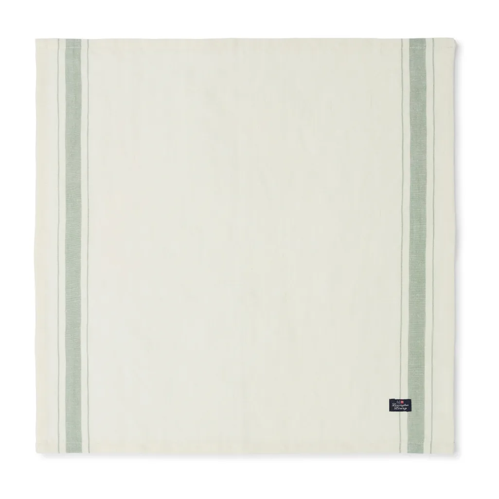 Side striped organic cotton napkin 50x50 cm, 白色-绿色 Lexington