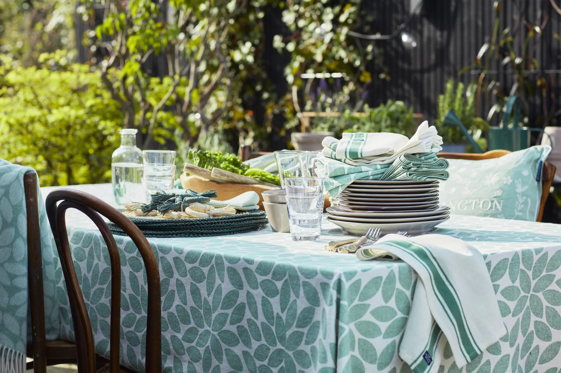 Side Stripes fabric napkin 50x50 cm, 绿色 Lexington