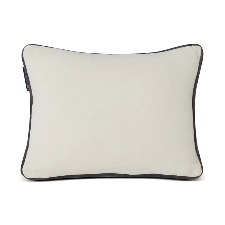 Snowmen Embroidered Cotton Velvet 靠枕|靠垫 30x40 cm, 白色 Lexington