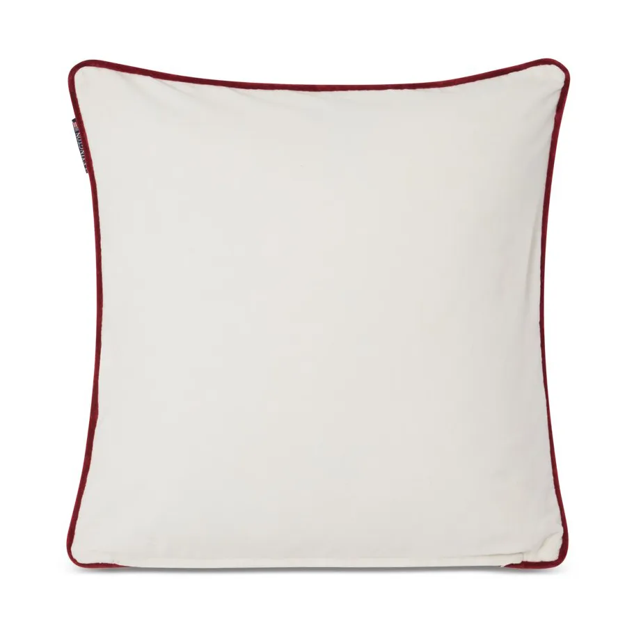 Spruce Stars Org Cotton Velvet 枕头套 50x50 cm, 白色-调和绿-红色 Lexington