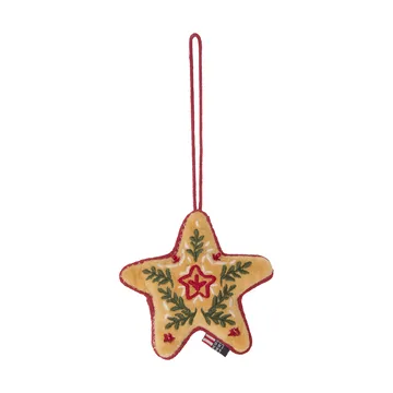 Star 有机天鹅绒棉 圣诞挂饰 - 多色，10x11x3cm - Lexington