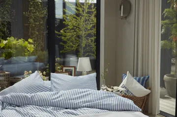 Striped Cotton Poplin 枕头套 50x60 cm - 蓝色 - Lexington