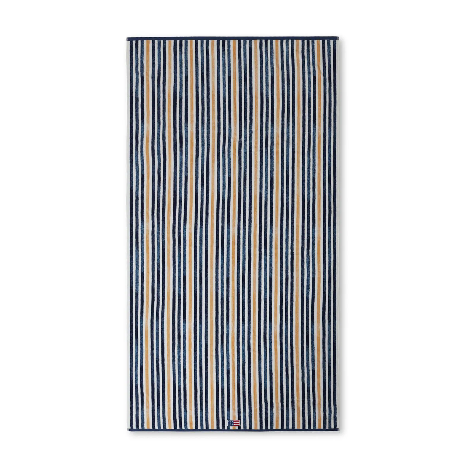 Striped Cotton Velour 浴巾 100x180 cm, 蓝色-白色-燕麦色 Lexington