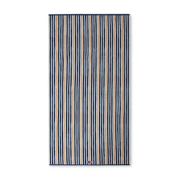 Striped Cotton Velour 浴巾 100x180 cm - 蓝色-白色-燕麦色 - Lexington