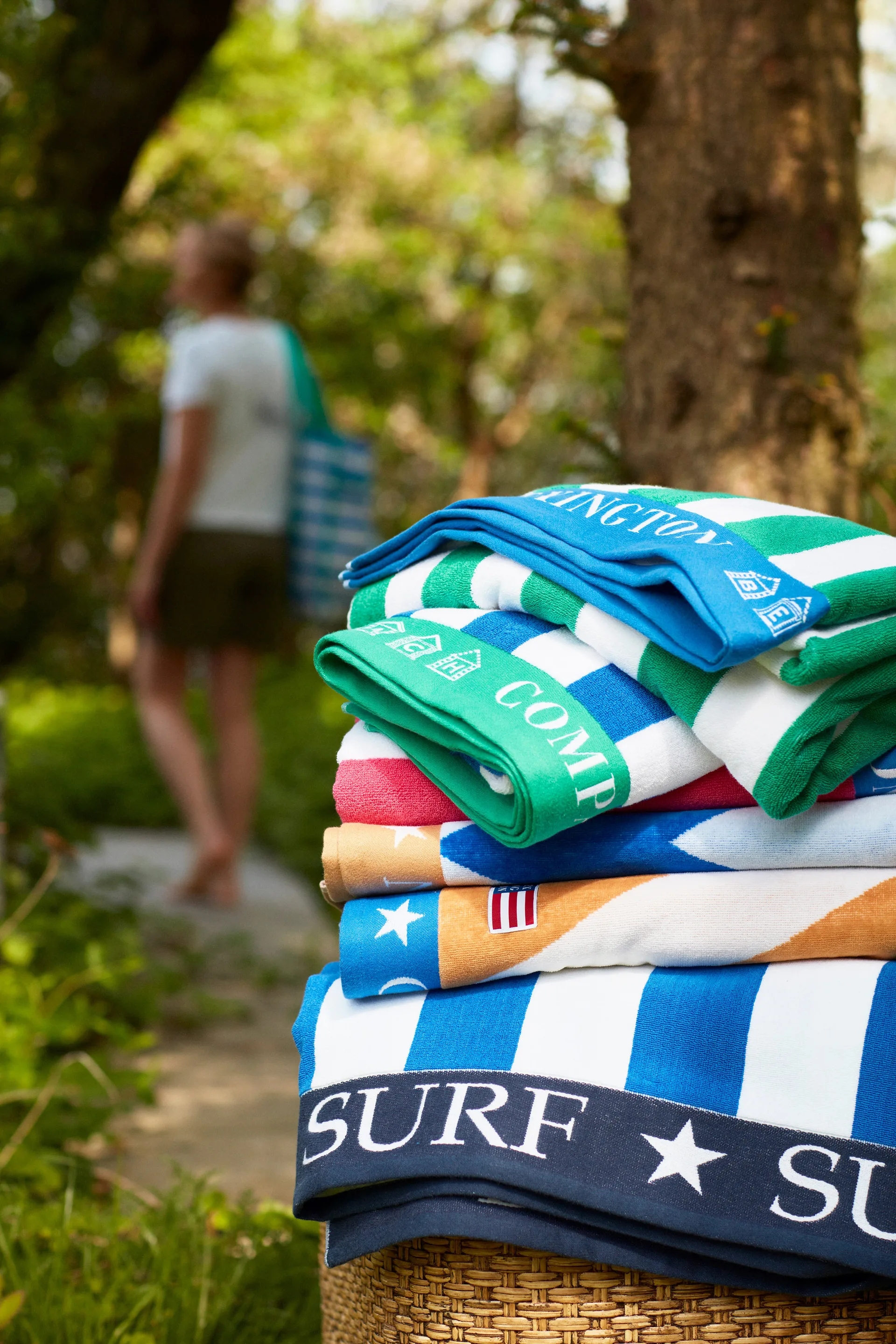 Striped Family beach 毛巾 200x180 cm, Blue-white Lexington