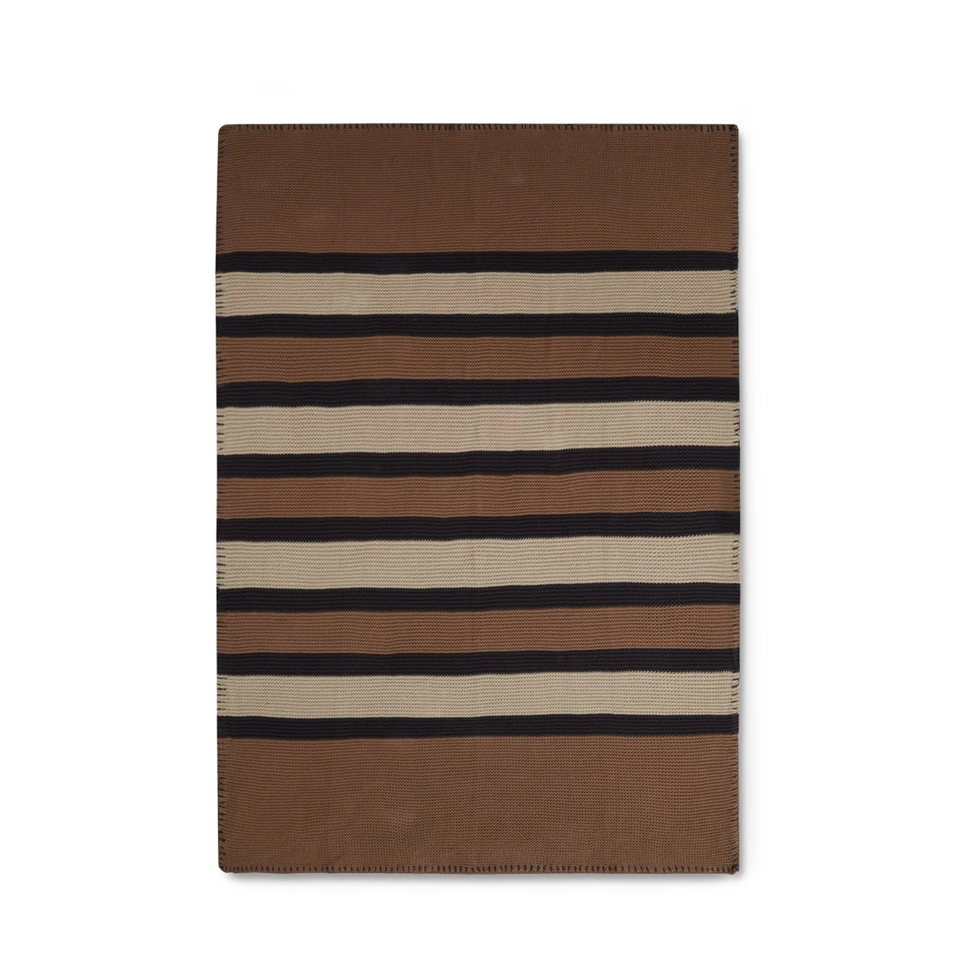 Striped Knitted 棉毯子 130x170 cm, Brown-beige-dark gray Lexington