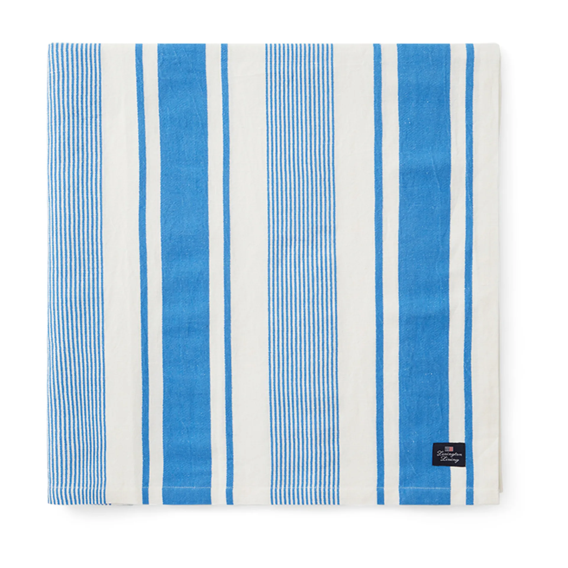 Striped Linen Cotton 桌布 150x250 cm, Blue-white Lexington